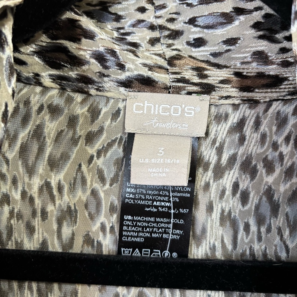 NWT Chicos Travelers Leopard Kimono Size 3 or XL - Picture 3 of 6